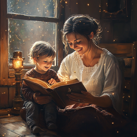 Une maman lisant un livre avec son enfant